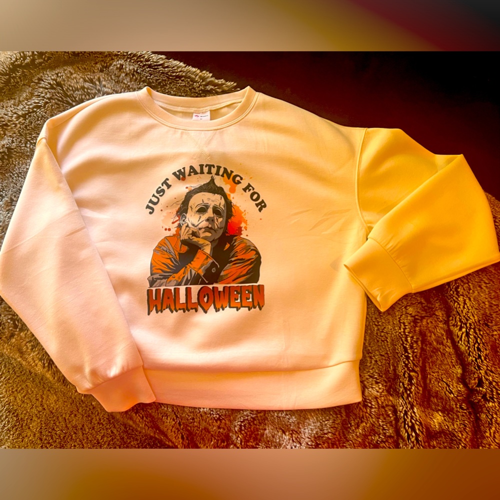 Just Waiting On Halloween Crop Sweatshit